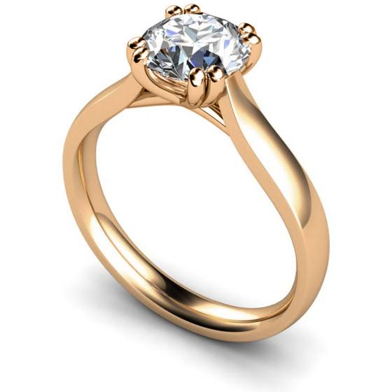 HRR639 Double Claw Round cut Solitaire Diamond Ring