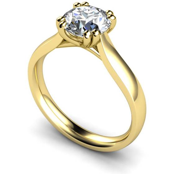 HRR639 Double Claw Round cut Solitaire Diamond Ring