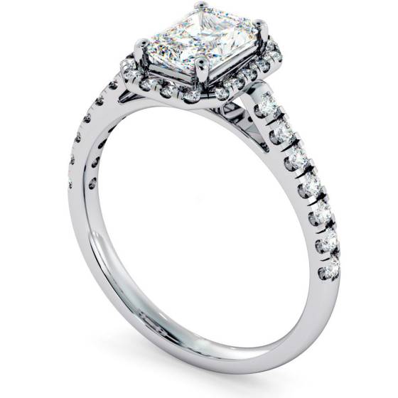 HRRASD689 Shoulder set Single Halo Radiant cut Diamond Ring
