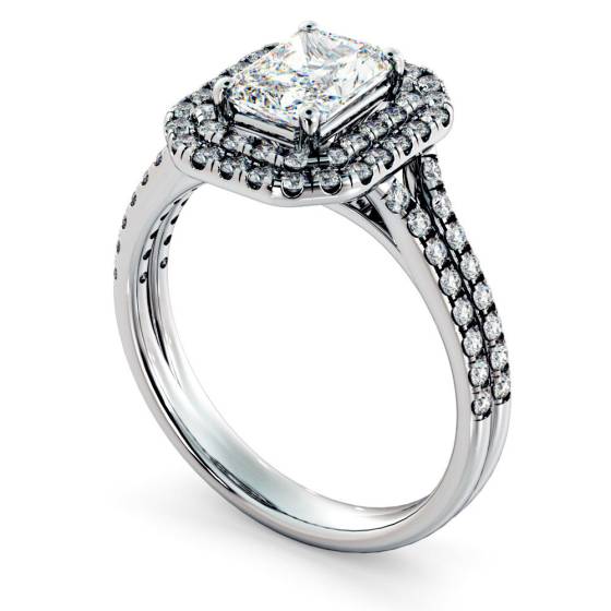 HRRASD813 Split Double Band Double Halo Radiant cut Diamond Ring