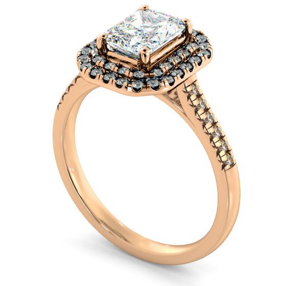 HRRASD830 Shoulder set Double Halo Radiant cut Diamond Ring