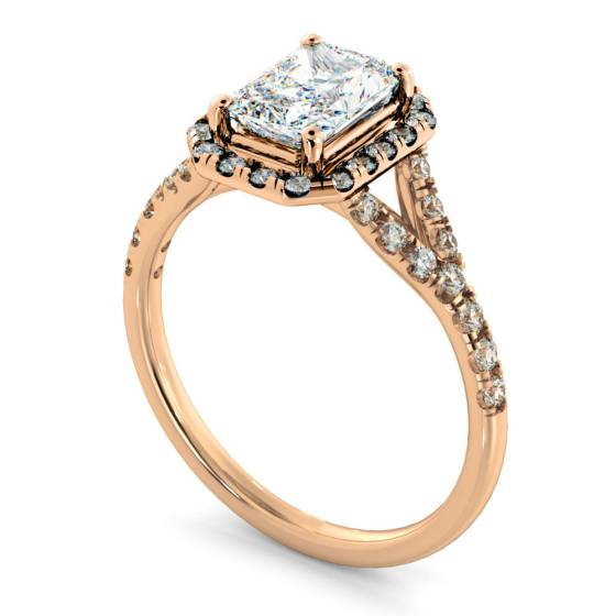 HRRASD831 Radiant cut Y Split Band Halo Diamond Ring