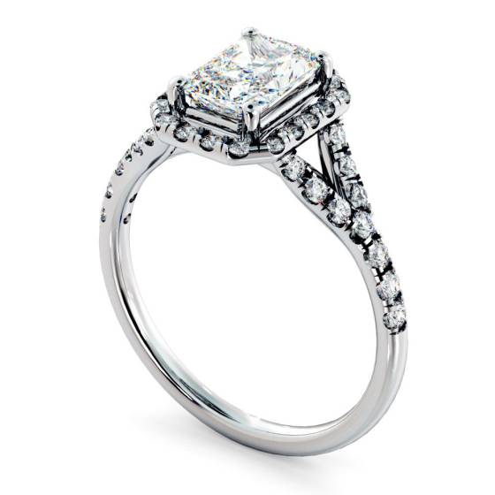 HRRASD831 Radiant cut Y Split Band Halo Diamond Ring