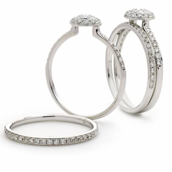 HRRBS890 Round cut Diamond Pave set Designer Bridal Set