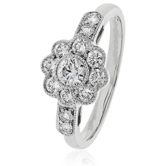 HRRCL2435 Round Cluster Diamond Ring