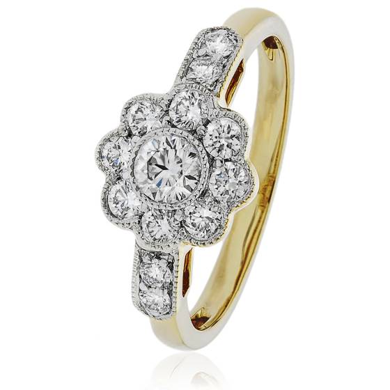 HRRCL2435 Round Cluster Diamond Ring