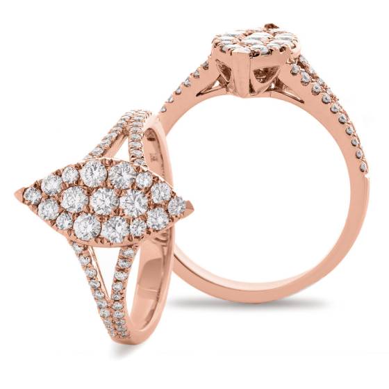 HRRCL895 Round cut Split Shank Marquise shaped Cluster Diamond Ring