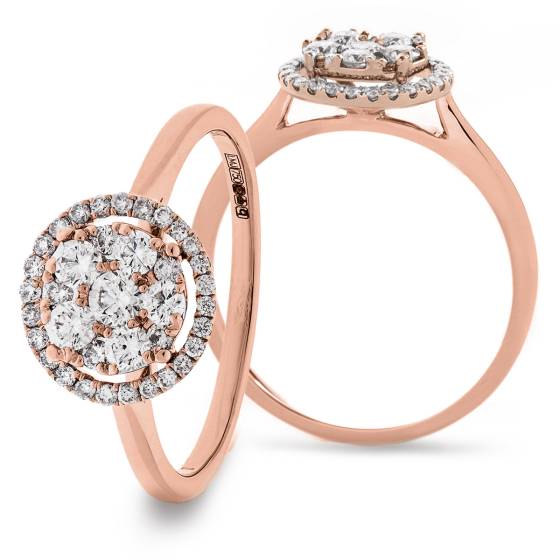 HRRCL896 Round cut Halo shaped Cluster Diamond Ring