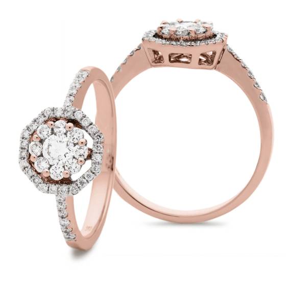 HRRCL897 Round cut Octa Shaped Halo Cluster Diamond Ring