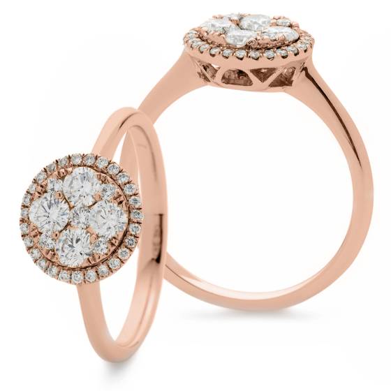 HRRCL903 Round cut Designer Halo Cluster Diamond Ring