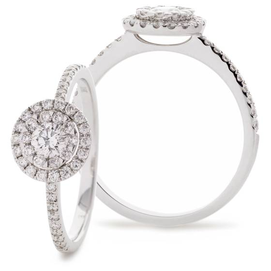 HRRCL910 Round cut Double Halo Cluster Diamond Ring