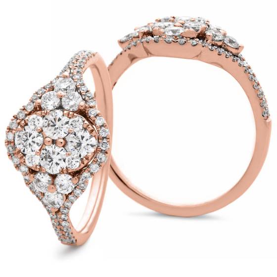 HRRCL914 Oval shaped Halo Round cut Cluster Diamond Ring