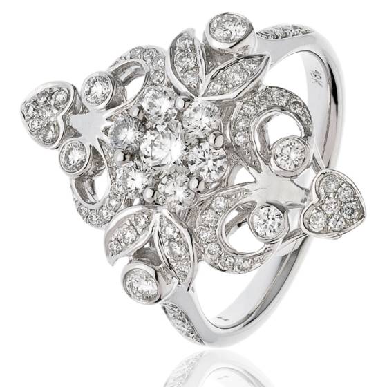 HRRCL935 Round cut Designer Cluster Diamond Ring