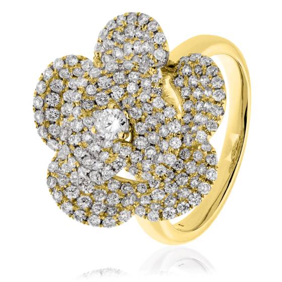 HRRCL936 Round cut Floral Cluster Diamond Ring