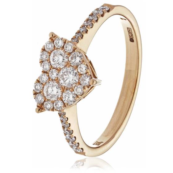 HRRCL937 Classic Round cut Heart Shaped Cluster Diamond Ring