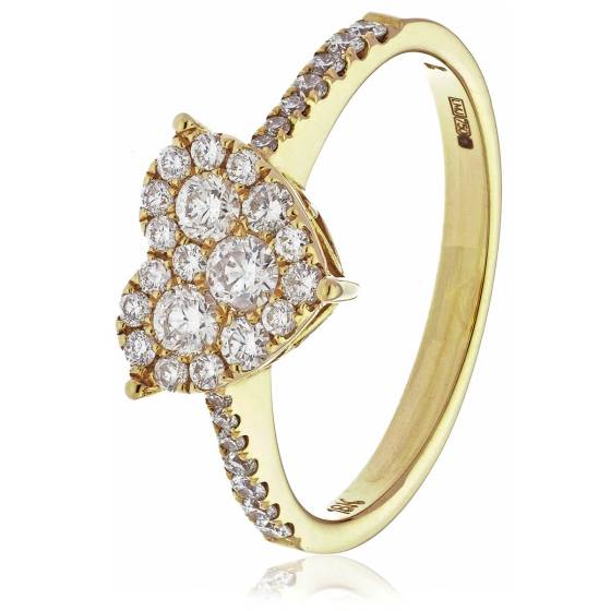 HRRCL937 Classic Round cut Heart Shaped Cluster Diamond Ring