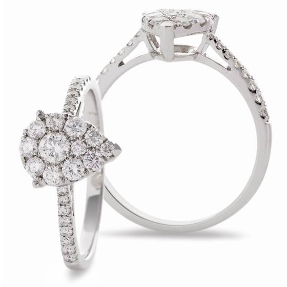 HRRCL938 Round cut with Side Stones Pear Shaped Cluster Diamond Ring