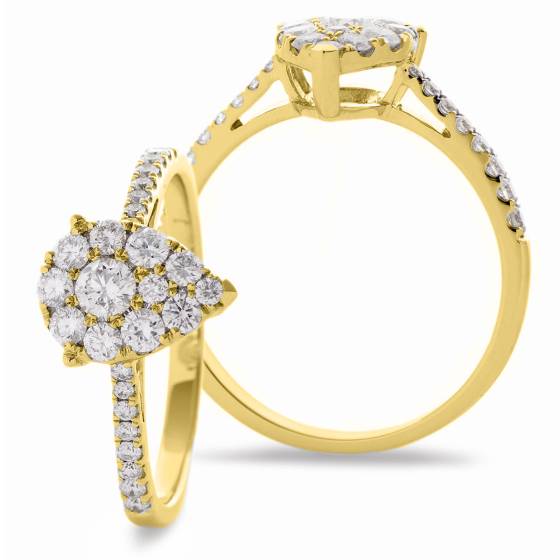 HRRCL938 Round cut with Side Stones Pear Shaped Cluster Diamond Ring