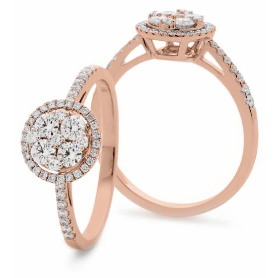 HRRCL939 Classic Round cut Circular Halo Cluster Diamond Ring
