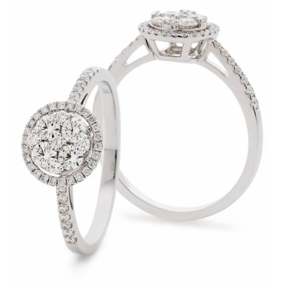 HRRCL939 Classic Round cut Circular Halo Cluster Diamond Ring