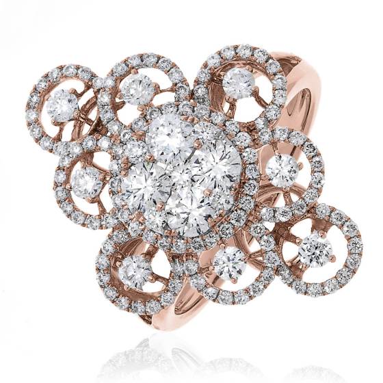 HRRCL945 Large Round cut Cluster Cocktail Diamond Ring