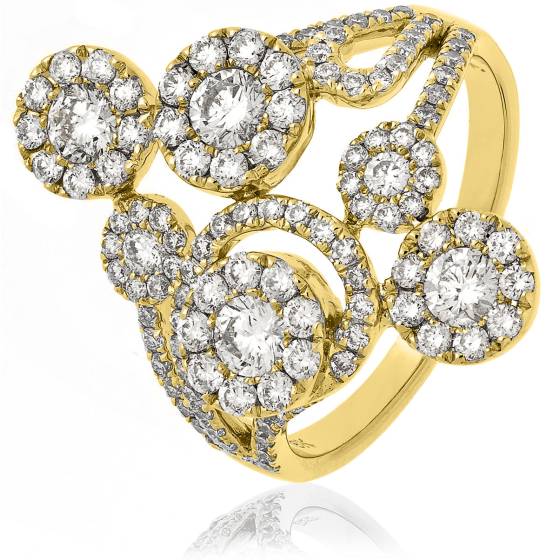 HRRCL946 Desire Round cut Cluster Cocktail Diamond Ring