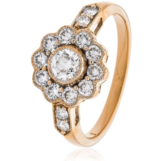 HRRCL953 Deco Round cut Cocktail Cluster Diamond Ring