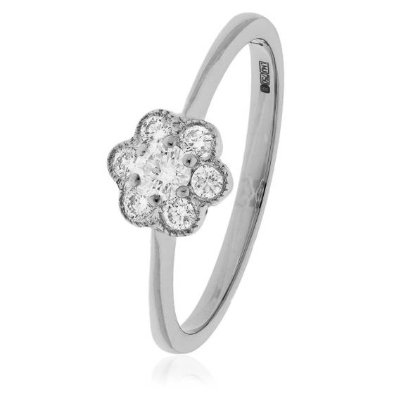 HRRCL957 Designer Cluster Round cut Diamond Ring