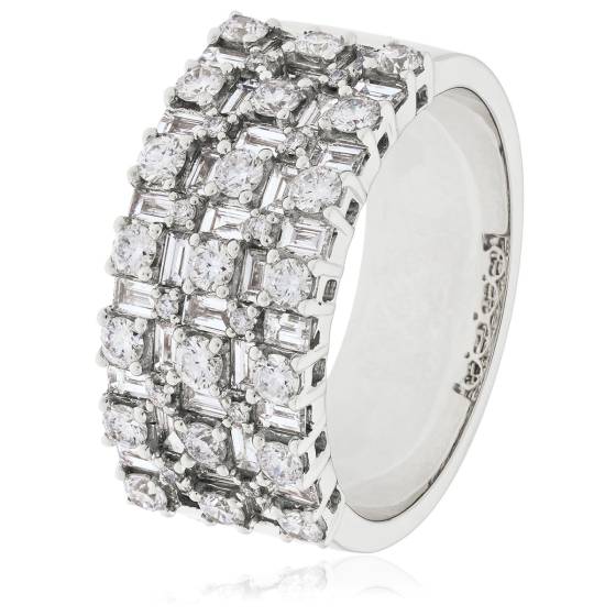 HRRCT975 Triple Row Round cut Half Eternity Ring