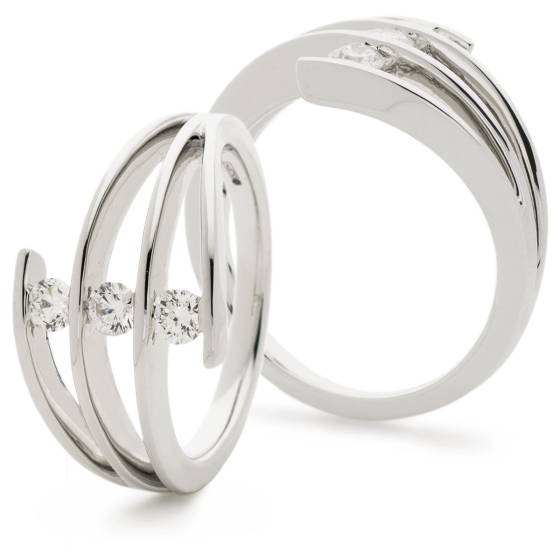 HRRDR927 3 Round cut Tension set Cocktail Diamond Ring