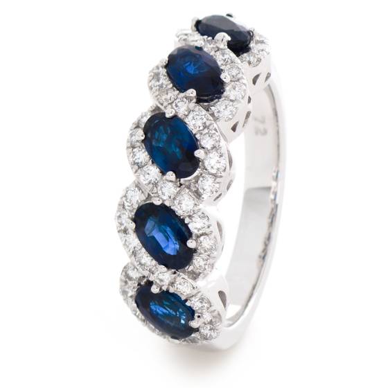 HRRGBS1001 Blue Sapphire & Diamond Infinity Swirl Eternity Ring