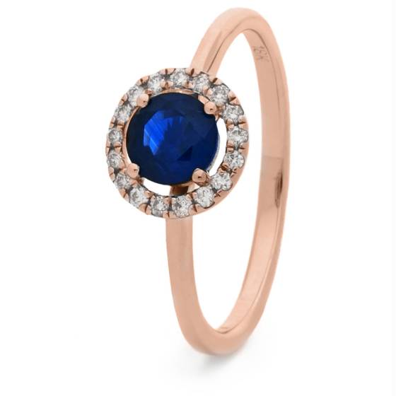 HRRGBS1043 Blue Sapphire & Diamond Single Band Halo Ring