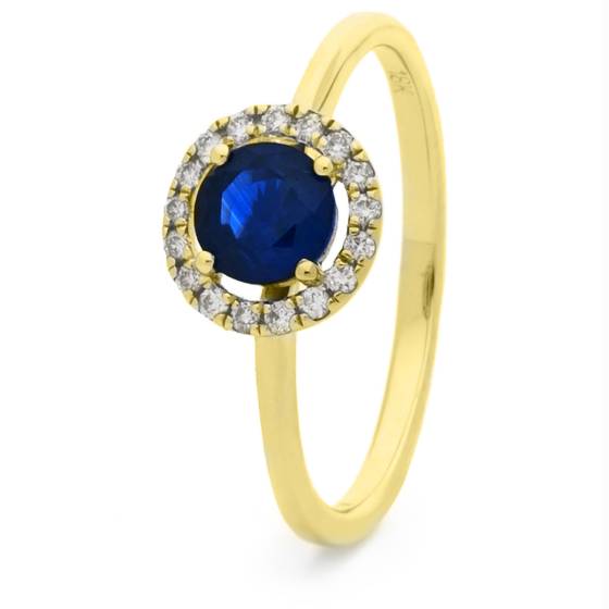 HRRGBS1043 Blue Sapphire & Diamond Single Band Halo Ring