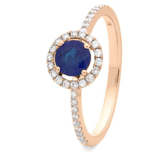 HRRGBS1045 Blue Sapphire & Diamond Shoulder Halo Ring