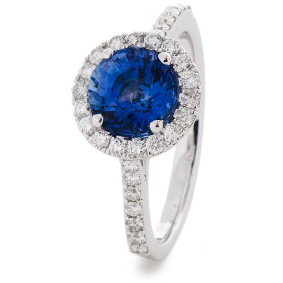 HRRGBS1050 Blue Sapphire Single Halo Diamond Ring