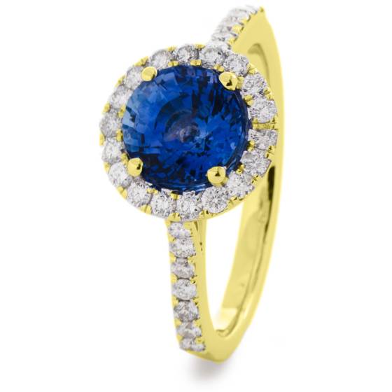 HRRGBS1050 Blue Sapphire Single Halo Diamond Ring