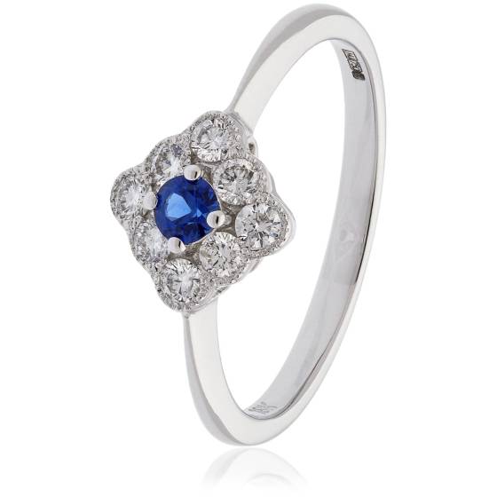 HRRGBS1072 Designer Cluster Blue Sapphire Gemstone Ring