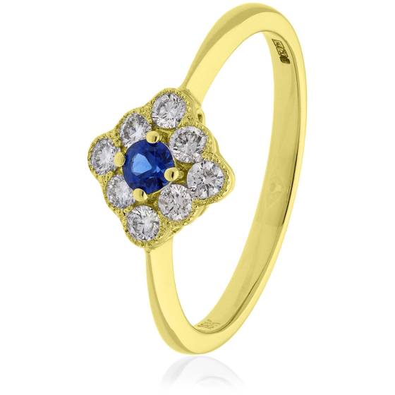HRRGBS1072 Designer Cluster Blue Sapphire Gemstone Ring