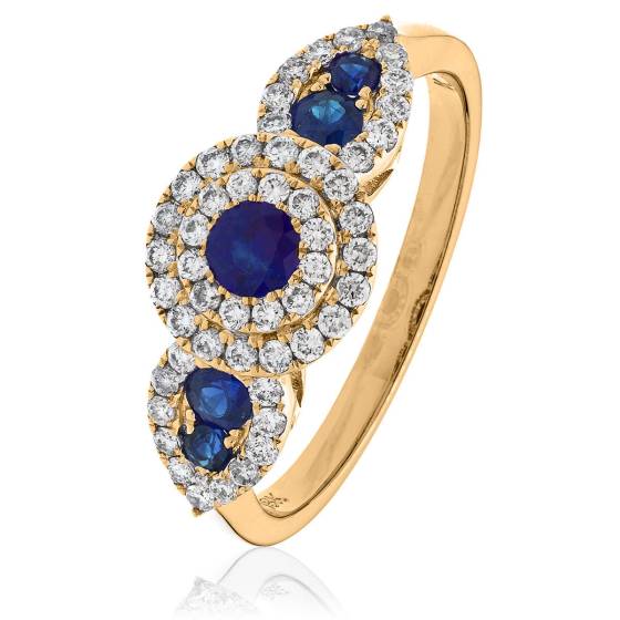 HRRGBS1076 Pear Sides Blue Sapphire Cluster Ring