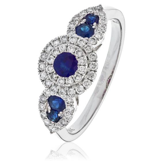 HRRGBS1076 Pear Sides Blue Sapphire Cluster Ring