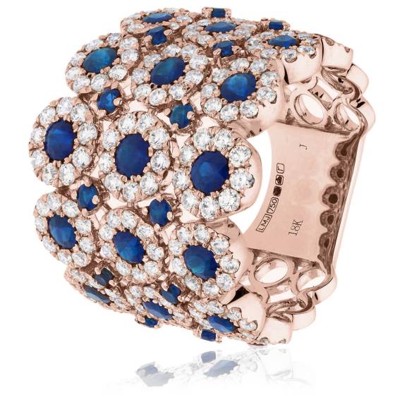 HRRGBS1082 Designer Blue Sapphire & Diamond Cocktail Ring