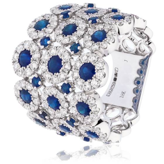 HRRGBS1082 Designer Blue Sapphire & Diamond Cocktail Ring