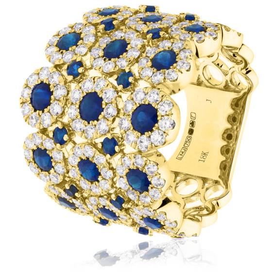 HRRGBS1082 Designer Blue Sapphire & Diamond Cocktail Ring