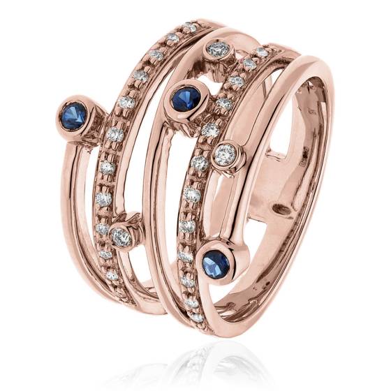 HRRGBS1084 Diva Blue Sapphire Cocktail Gemstone Ring