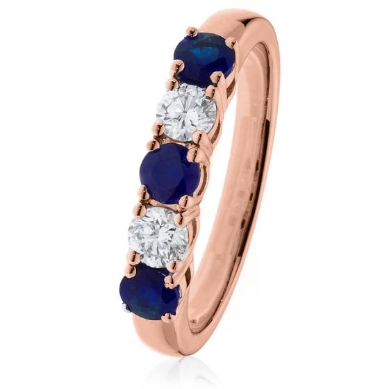HRRGBS982 Blue Sapphire & Diamond 5 Stone Diamond Ring