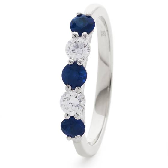 HRRGBS985 Blue Sapphire 5 Stone Diamond Ring