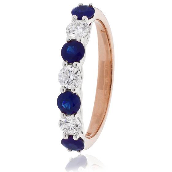 HRRGBS988 Blue Sapphire 7 Stone Diamond Ring