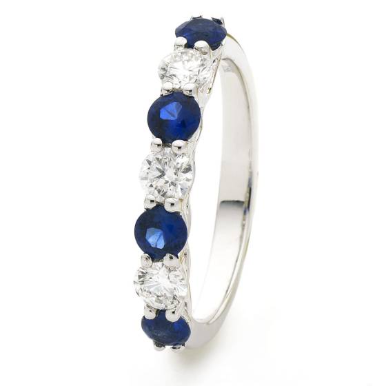 HRRGBS988 Blue Sapphire 7 Stone Diamond Ring