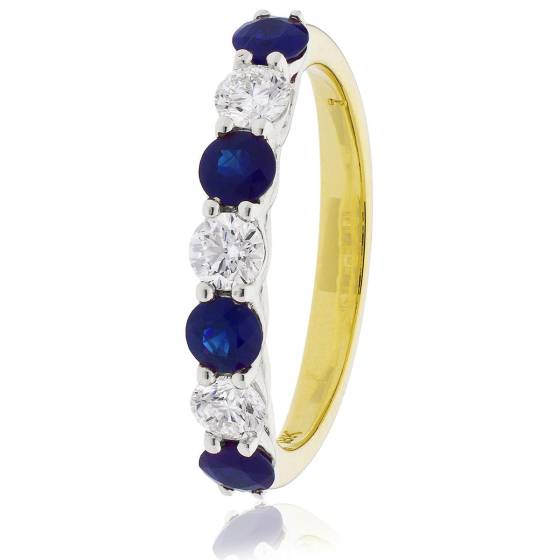 HRRGBS988 Blue Sapphire 7 Stone Diamond Ring