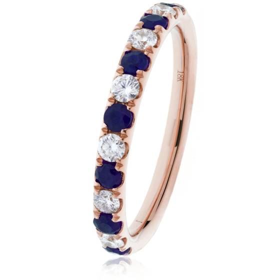 HRRGBS991 Blue Sapphire & Diamond Half Eternity Ring